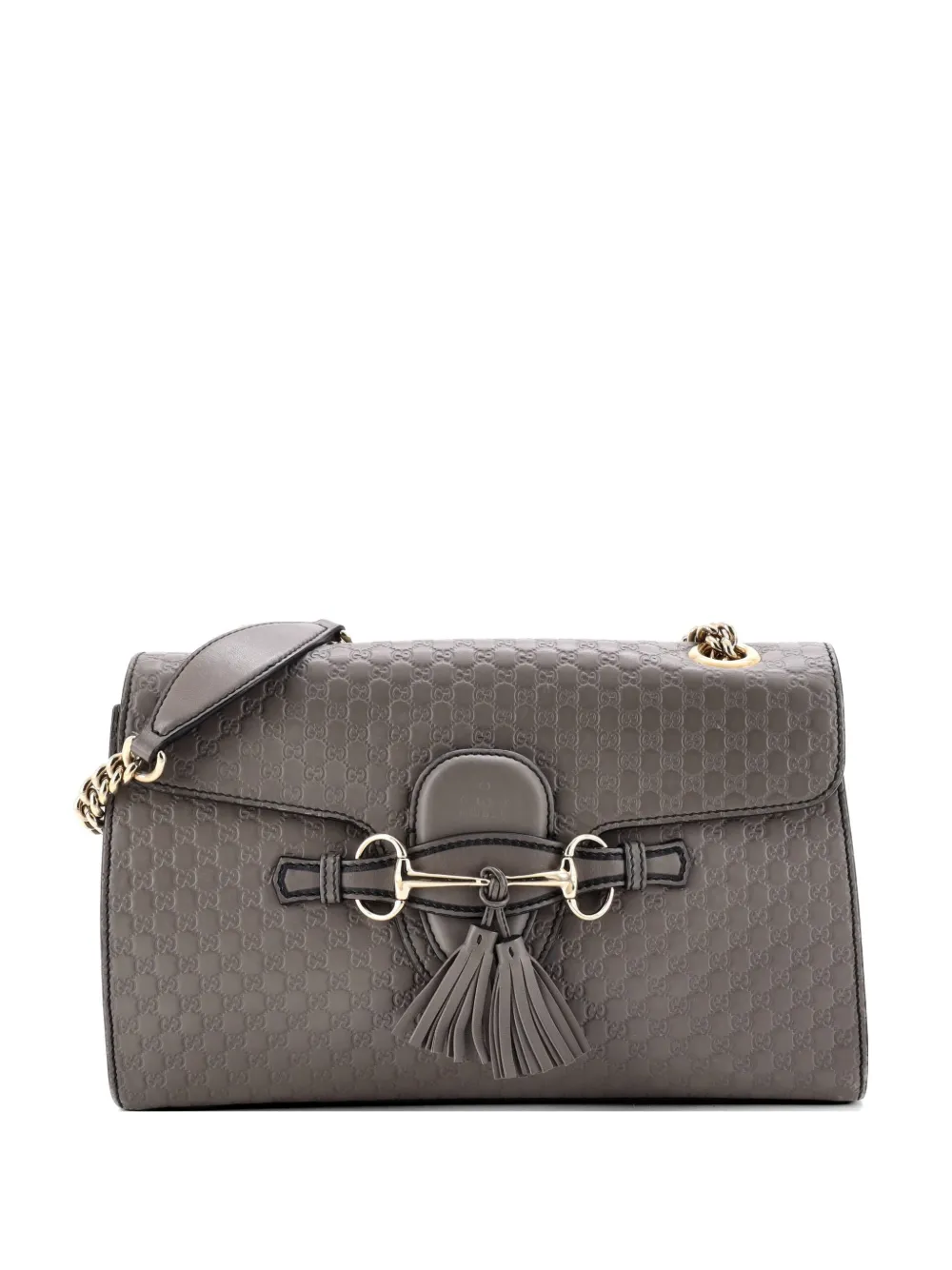 Gucci Pre-Owned Borsa a spalla Emily media in pelle Microguccissima con battente e catena - Grigio