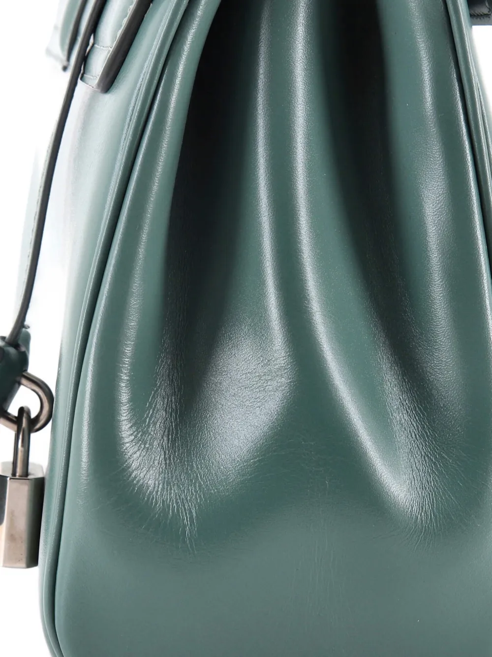 Celine Pre-owned 16 Top Handle Bag Smooth Calfskin Small Satchel in Green, view 5