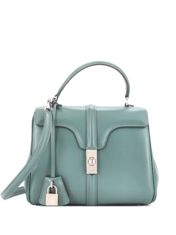 Celine Pre-owned 16 Top Handle Bag Smooth Calfskin Small Satchel in Green