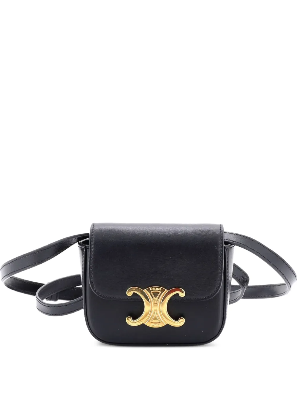 Celine Pre-Owned Borsa a tracolla Triomphe mini in pelle di vitello liscia - Nero