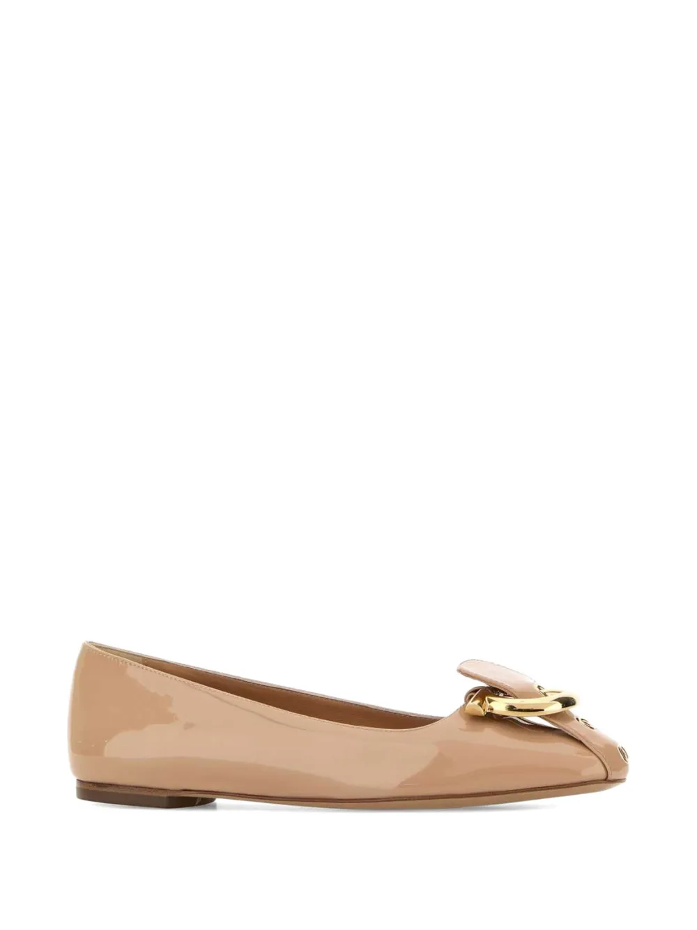 Ferragamo Gancini leren Oxide ballerina's Beige