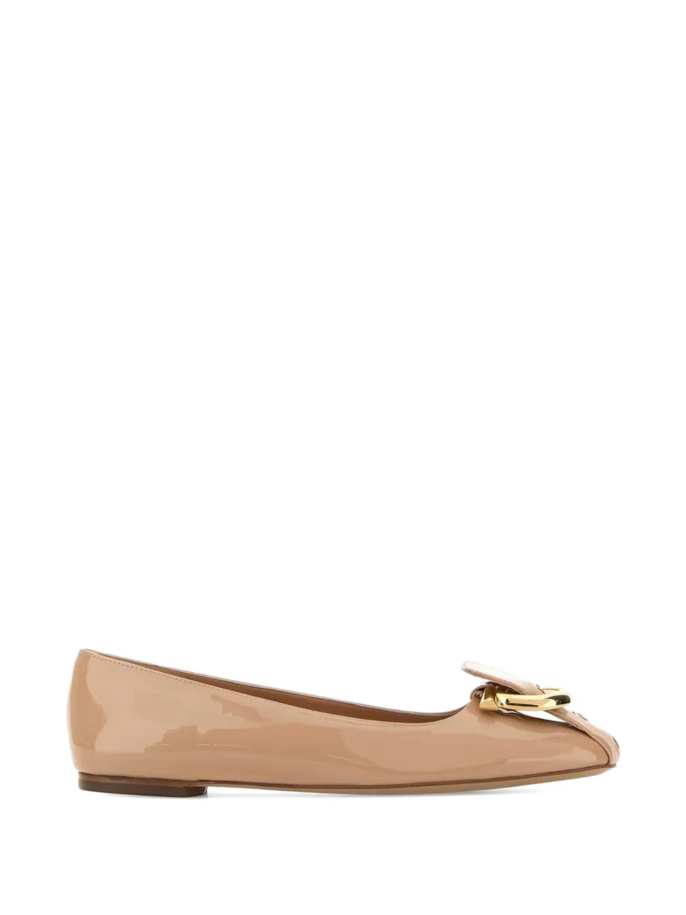Ferragamo Gancini leather oxide ballet flats - Toni neutri