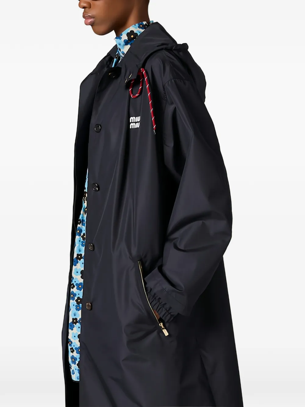 Miu Jas met capuchon en trekkoord Blauw
