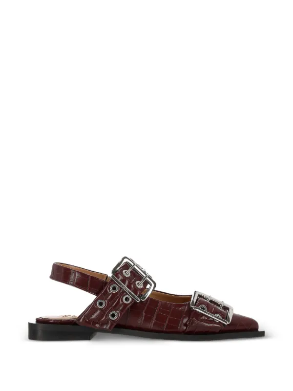 Ganni Buckle Ballet Flats in Purple