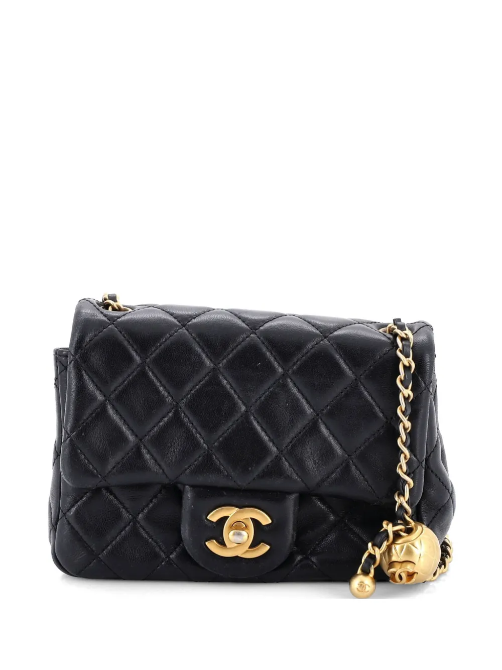 CHANEL Pre-Owned Borsa a tracolla Pearl Crush mini in pelle di agnello trapuntata con battente - Nero