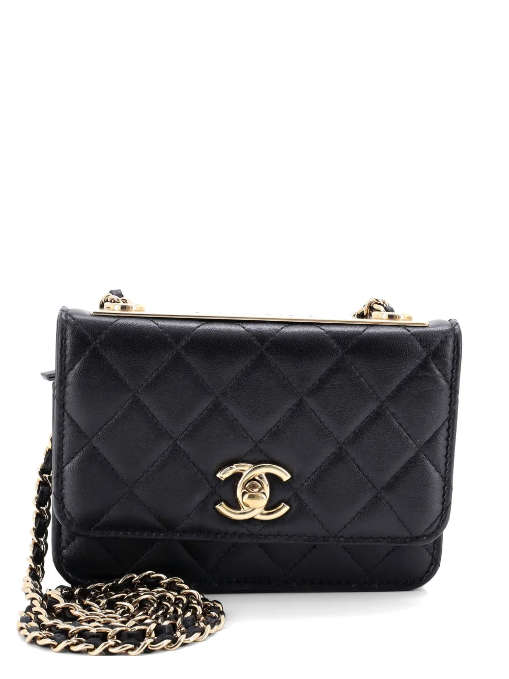 CHANEL Pre-Owned Borsa a tracolla Trendy CC mini trapuntata in pelle di agnello con catena - Nero
