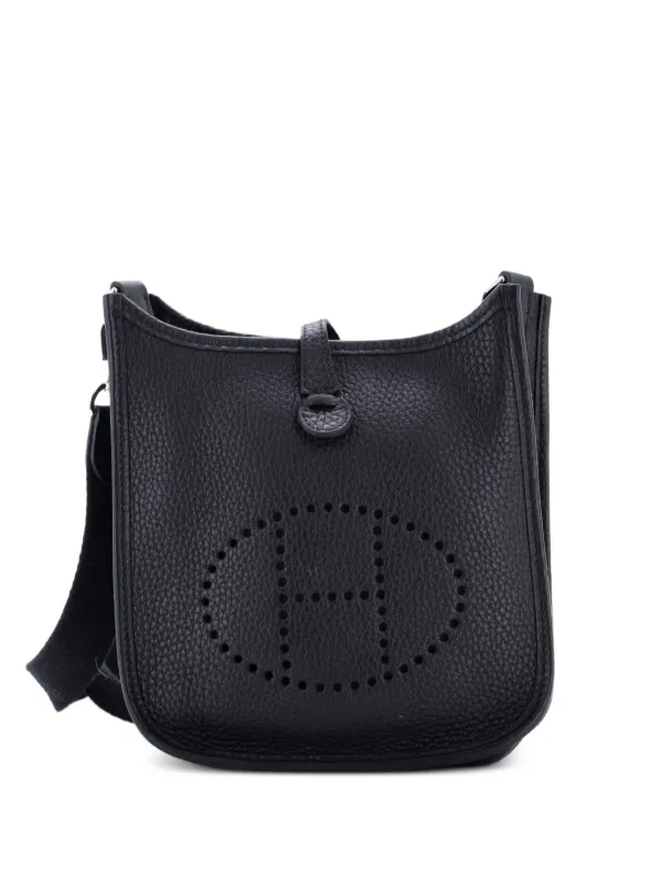 Hermès Pre-owned Evelyne Bag Gen III Clemence TPM Crossbody Bag in Black