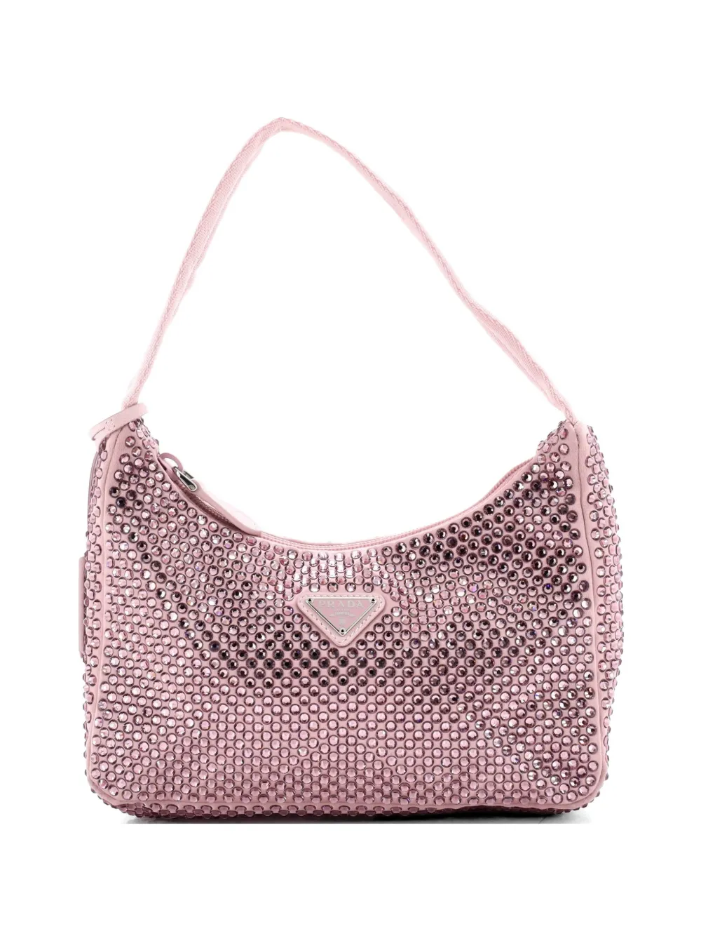 Prada Pre-Owned Re-Edition 2000 Crystal Embellished Satin Mini hobo bag - Rosa