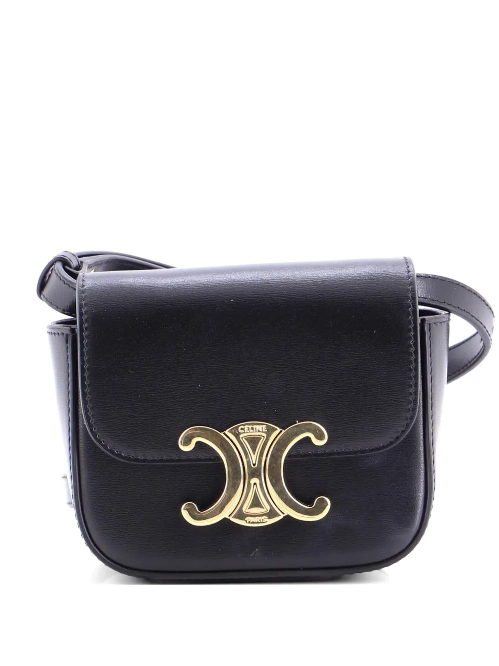 Celine Pre-Owned Borsa a tracolla Triomphe mini in pelle di vitello liscia - Nero
