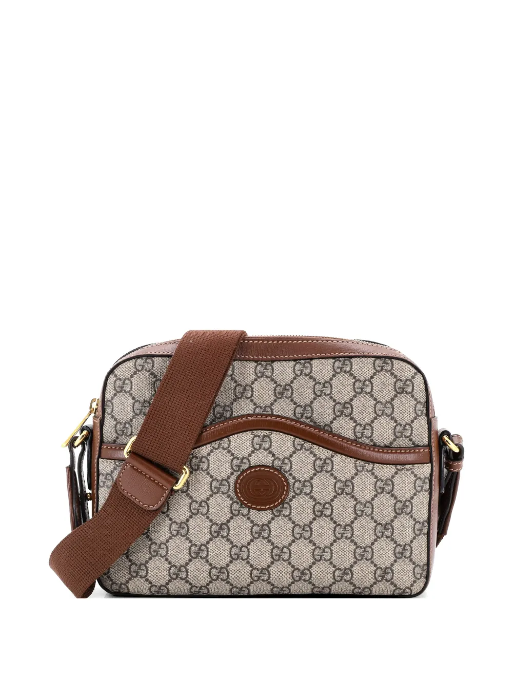 Gucci Pre-Owned Borsa a tracolla in tela cerata GG con applicazione - Marrone