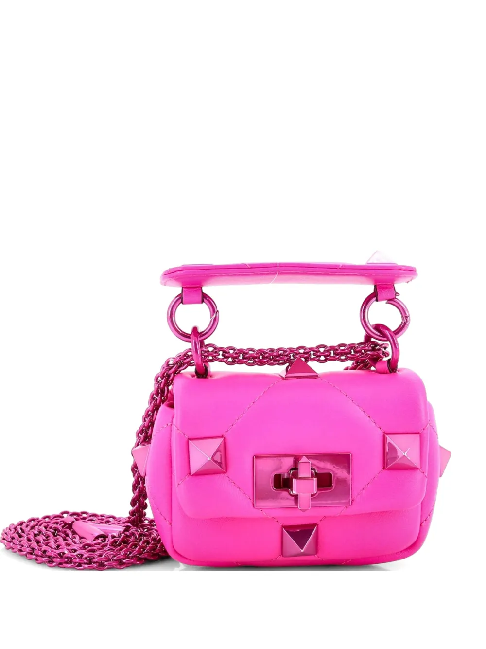 Valentino Garavani Pre-Owned Roman Stud Flap Bag Quilted Leather Mini shoulder bag - Rosa