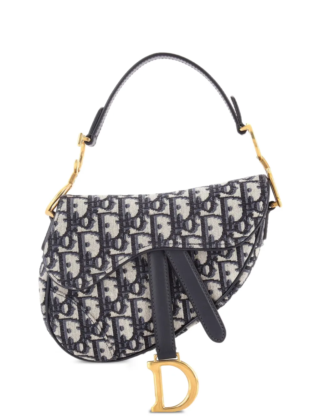 Christian Dior Pre-Owned Borsa a spalla Saddle mini in tela con motivo Oblique - Blu