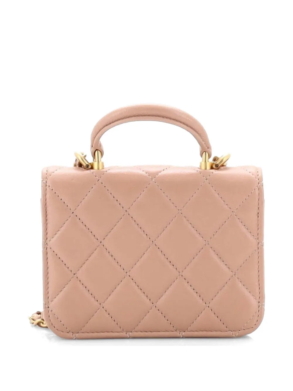 Top Handle Flap Coin Purse With Chain Quilted Lambskin Crossbody Bag