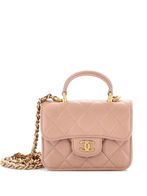 CHANEL Pre-Owned sac à bandoulière Coin Purse à rabat en cuir d'agneau matelassé avec anse sur le dessus et chaîne