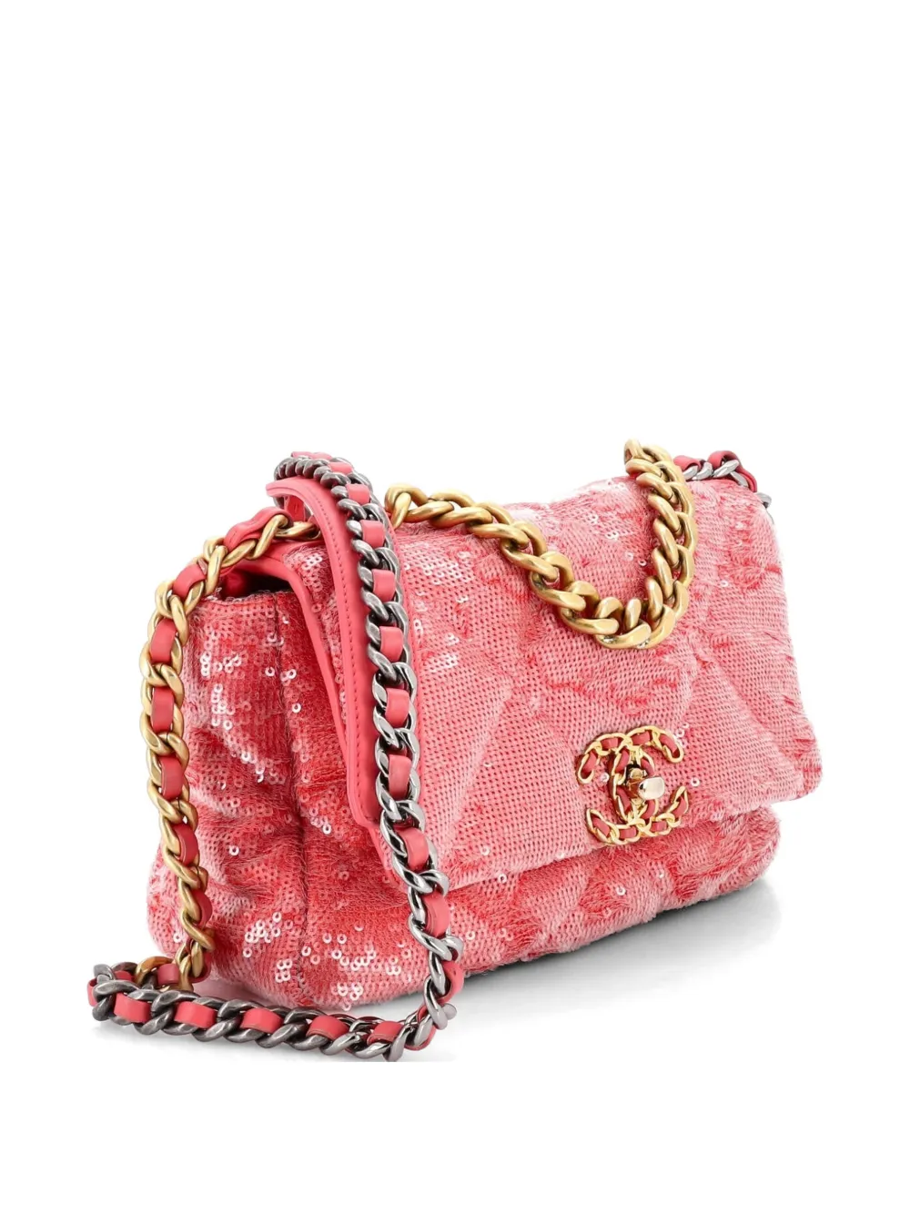 19 Flap Bag Quilted Sequins Medium Shoulder Bag