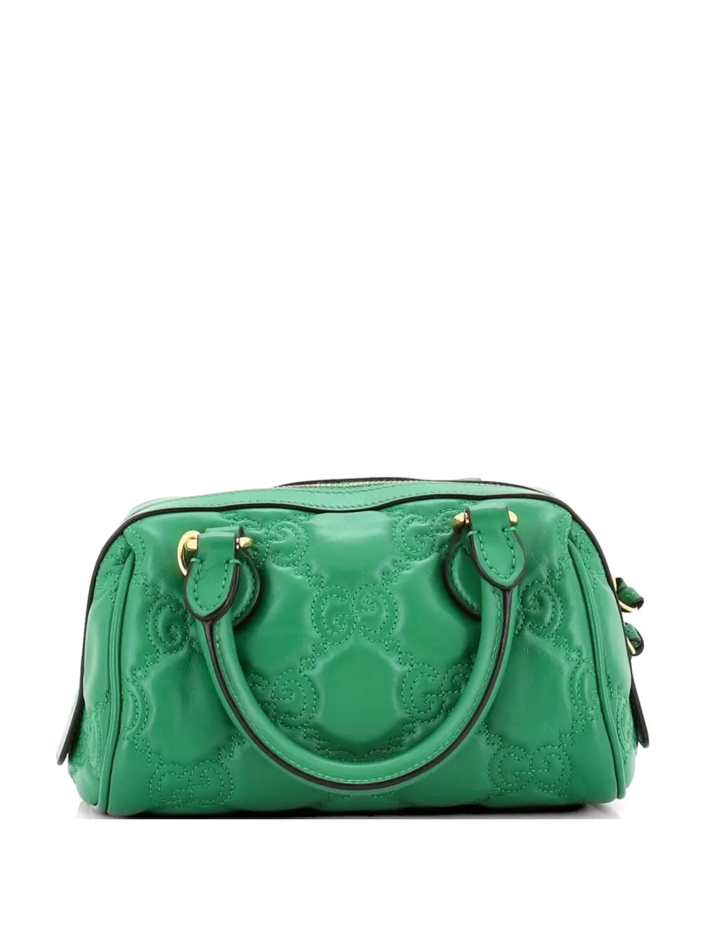  Gucci Pre-owned Ophidia Convertible Boston Top Handle Bag Gg Matelasse Leather Mini Crossbody Bag - Green 
