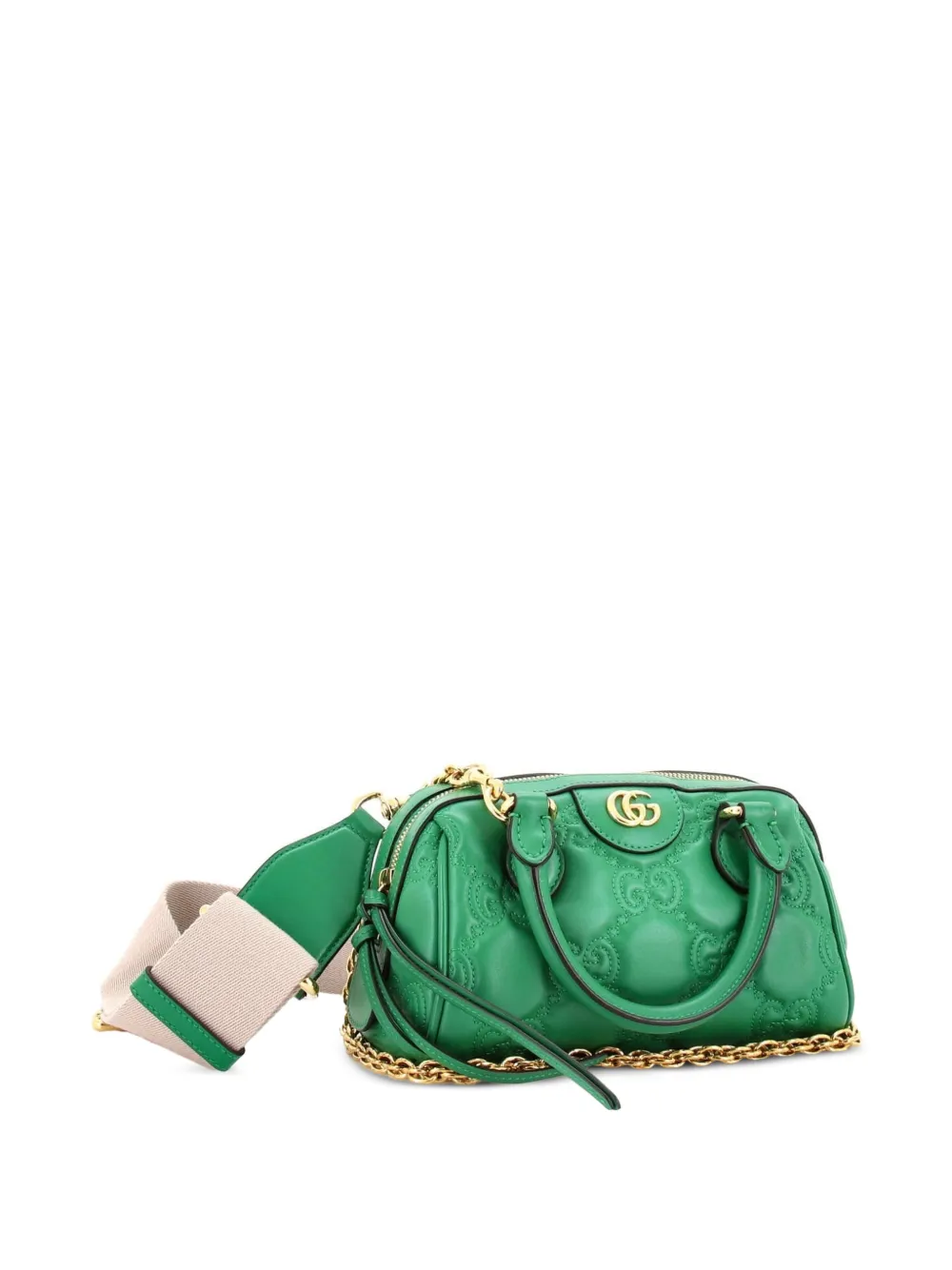  Gucci Pre-owned Ophidia Convertible Boston Top Handle Bag Gg Matelasse Leather Mini Crossbody Bag - Green 