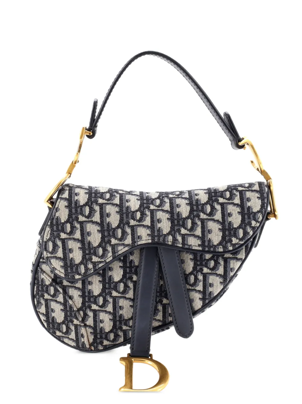 Christian Dior Pre-Owned Borsa a spalla Saddle mini in tela con motivo Oblique - Blu