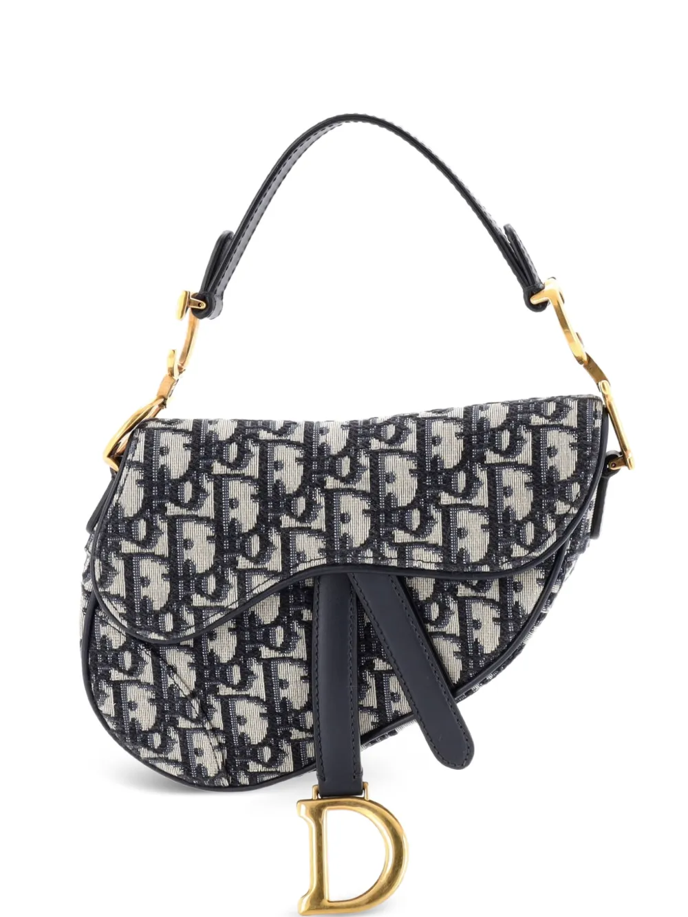 Christian Dior Pre-Owned Borsa a spalla Saddle mini in tela con motivo Oblique - Blu