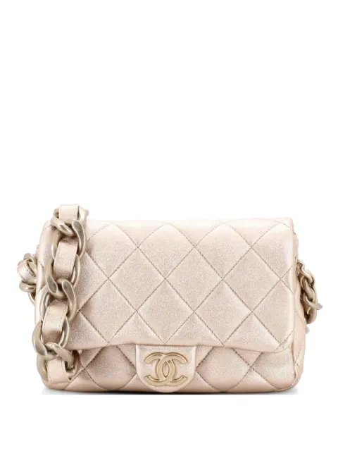 CHANEL Pre-Owned Chunky Chain CC Flap Bag Quilted Metallic Calfskin Small shoulder bag