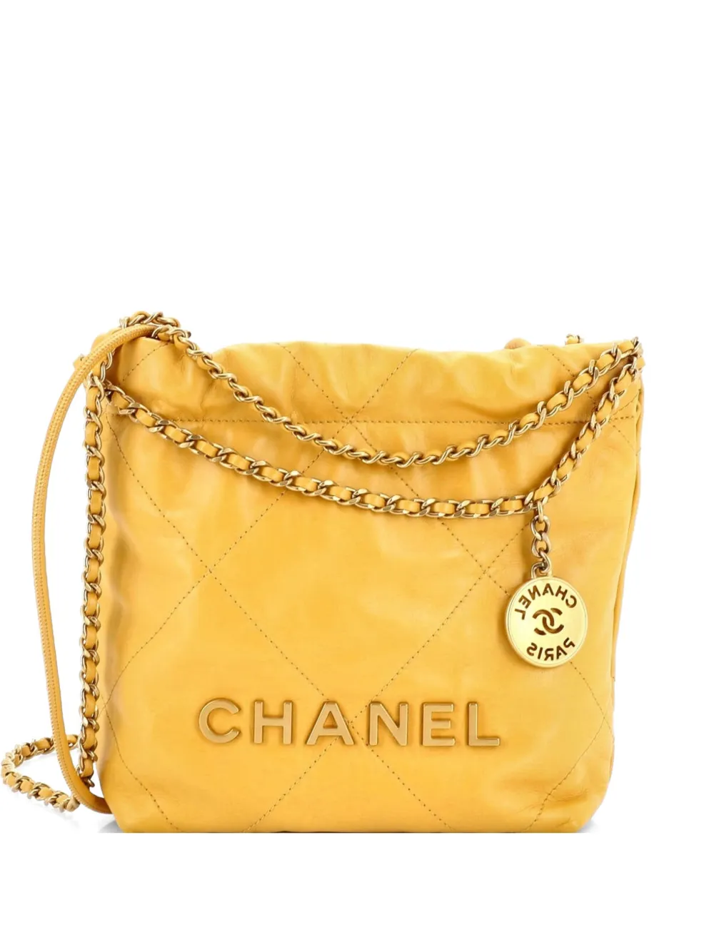 CHANEL Pre-Owned Borsa a tracolla 22 mini in pelle di vitello trapuntata - Arancione