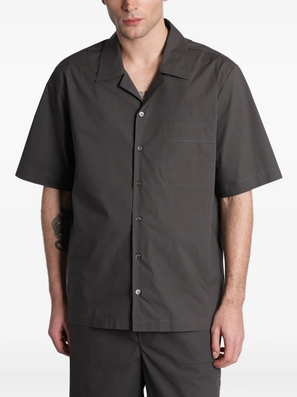 Roberto Collina short-sleeved camp-collar cotton shirt - Marrone