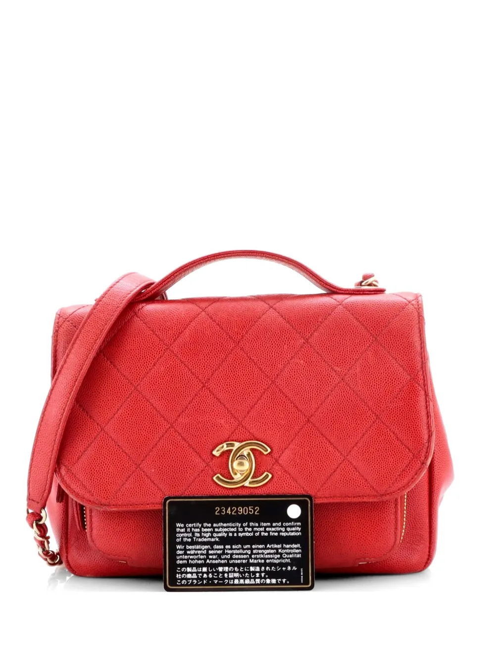 CHANEL Pre-Owned Borsa a spalla Business Affinity piccola in pelle Caviar trapuntata con battente - Rosso
