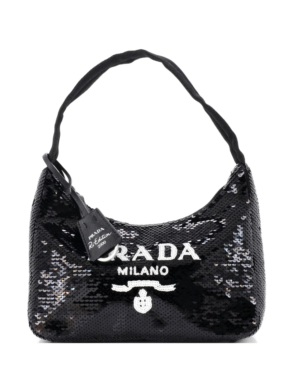 Prada Pre-Owned Re-Edition 2000 Sequins Mini hobo bag - Nero
