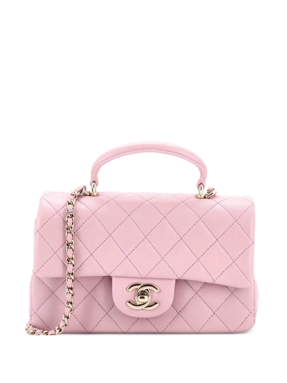 CHANEL Pre-Owned Borsa a spalla Classic Single Flap in pelle di agnello trapuntata con manico - Rosa