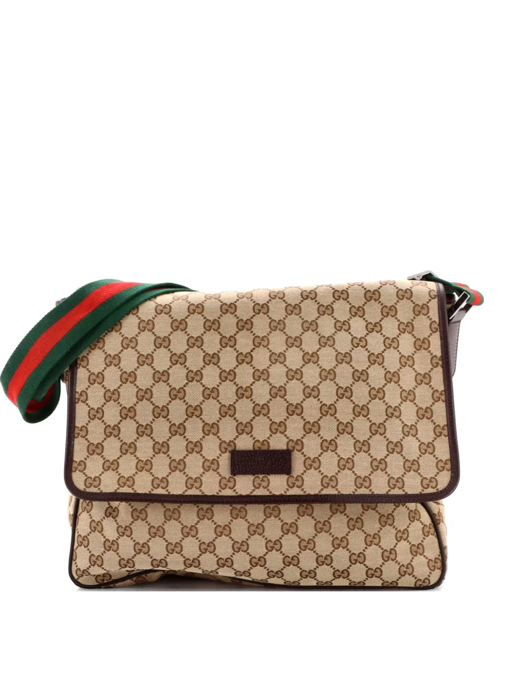 Gucci Pre-Owned Borsa a tracolla GG media in tela con decorazione Web - Marrone