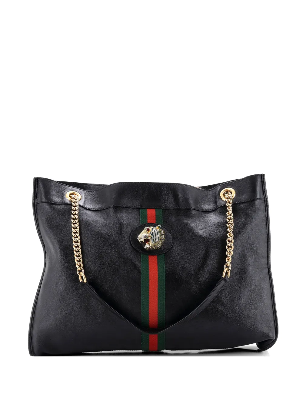Gucci Pre-Owned Borsa tote Rajah grande in pelle con catena - Nero
