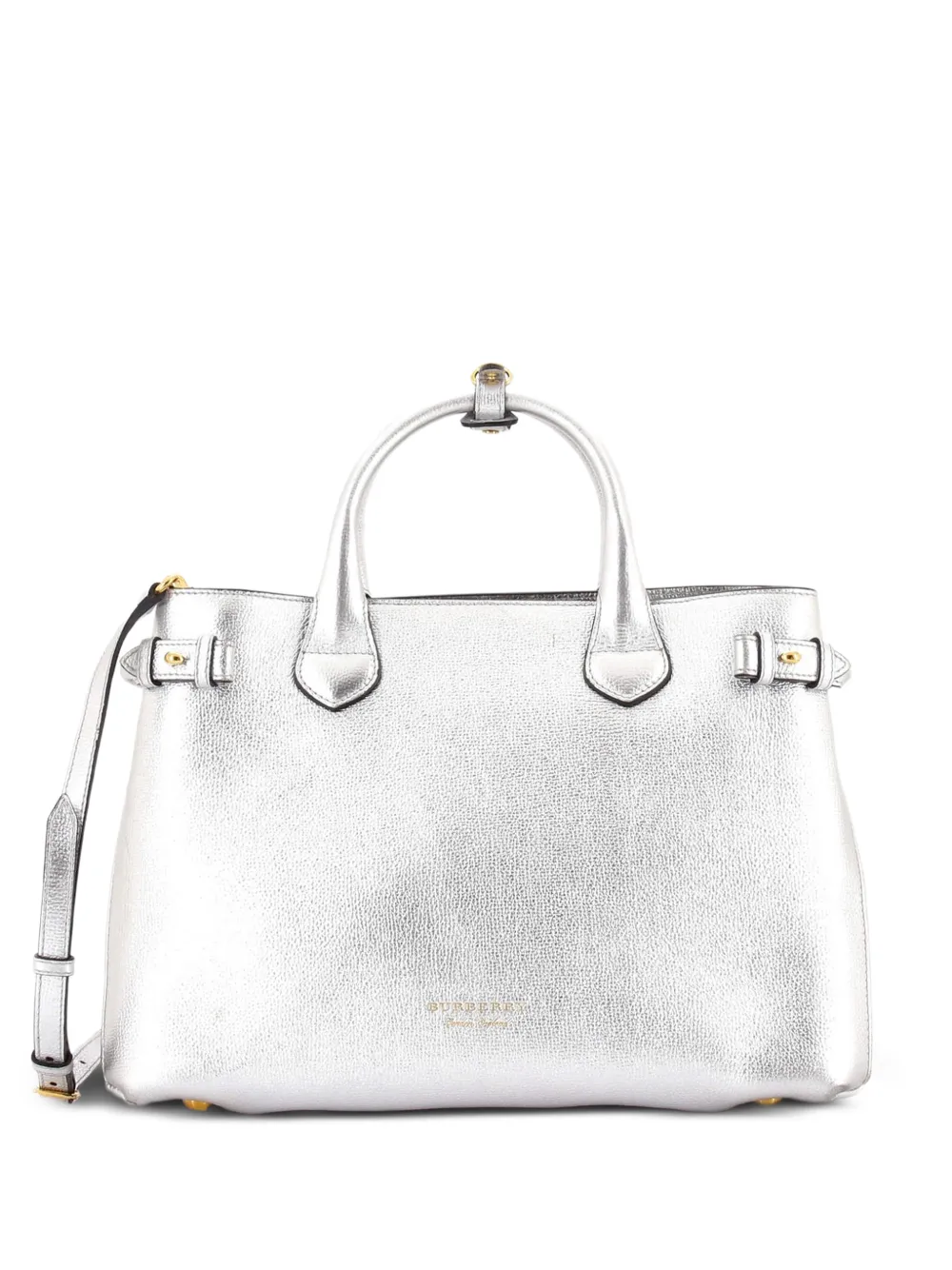 Burberry Pre-Owned Banner Tote Leather and House Check Canvas Medium satchel - Silber