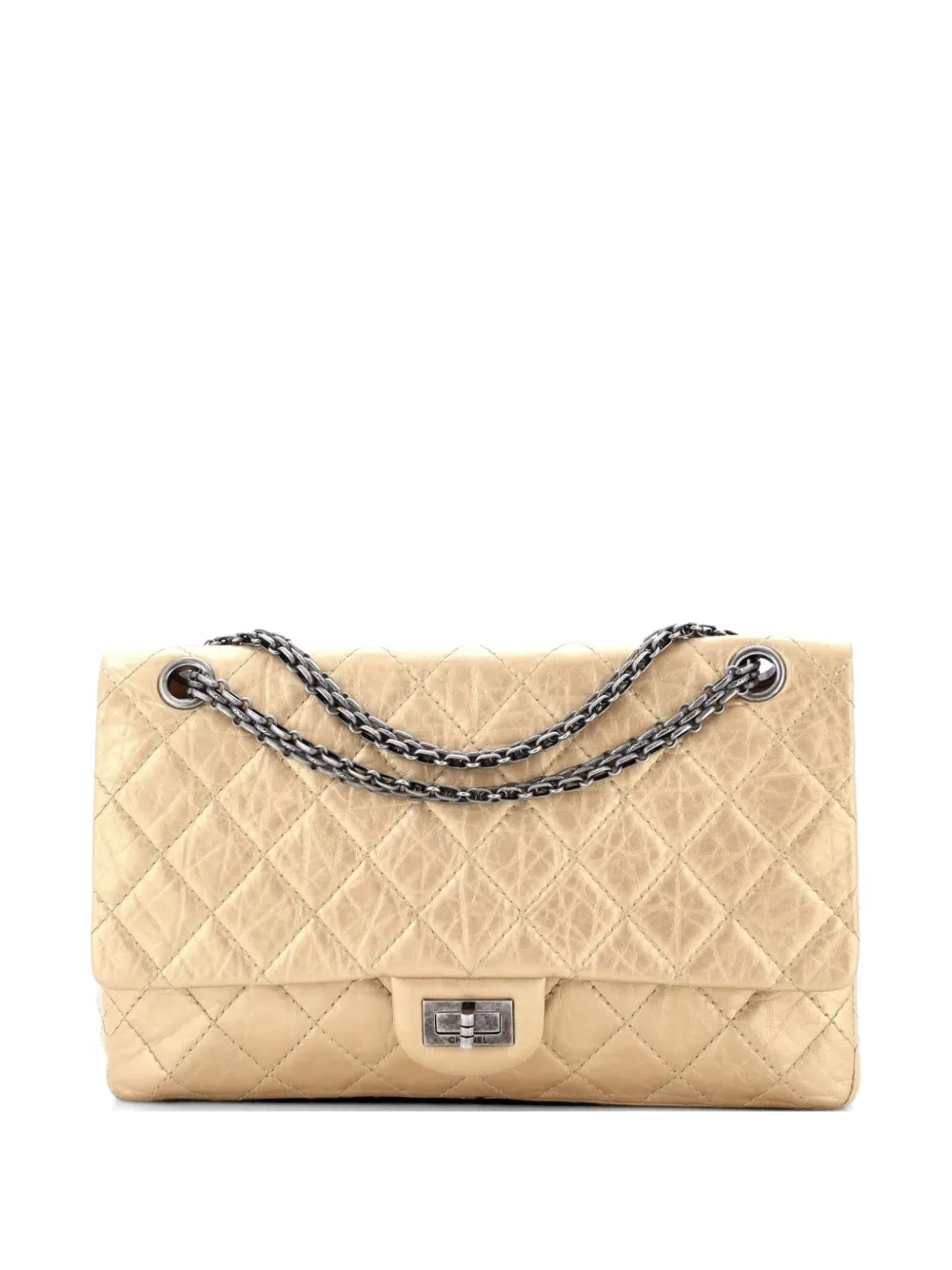 CHANEL Pre-Owned Borsa a spalla Reissue 2.55 226 in pelle di vitello metallizzata trapuntata con battente - Effetto metallizzato