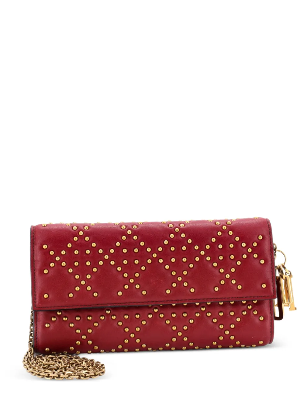 Christian Dior Pre-Owned Clutch Lady Dior Croisiere in pelle di agnello con motivo Cannage e borchie - Rosso