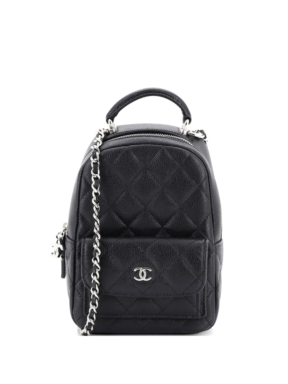 CHANEL Pre-Owned Classic CC Chain Pocket Quilted Caviar Mini backpack - Schwarz