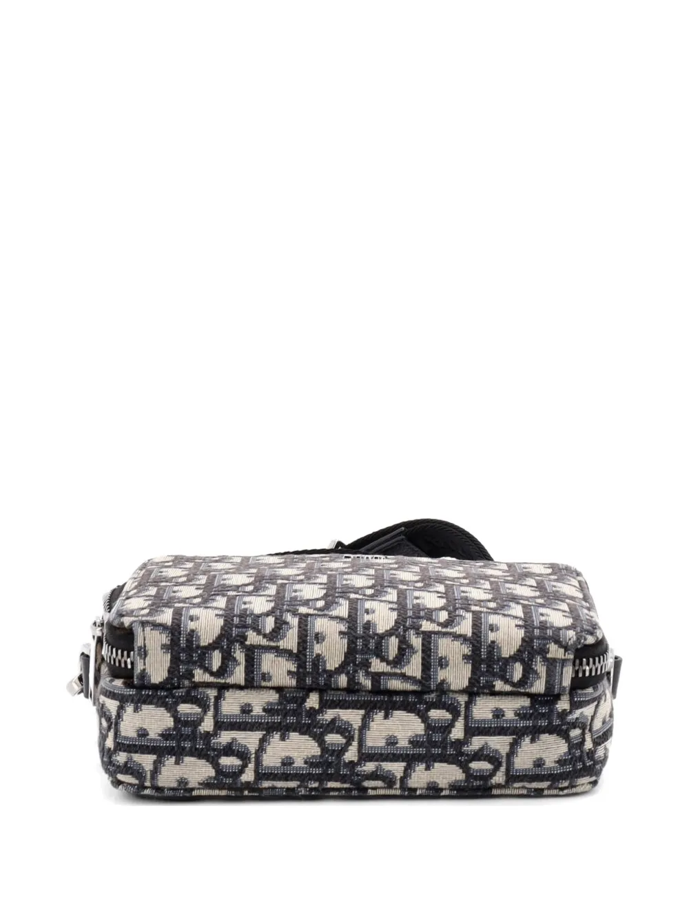 Double Zip Pouch Oblique Canvas Crossbody Bag