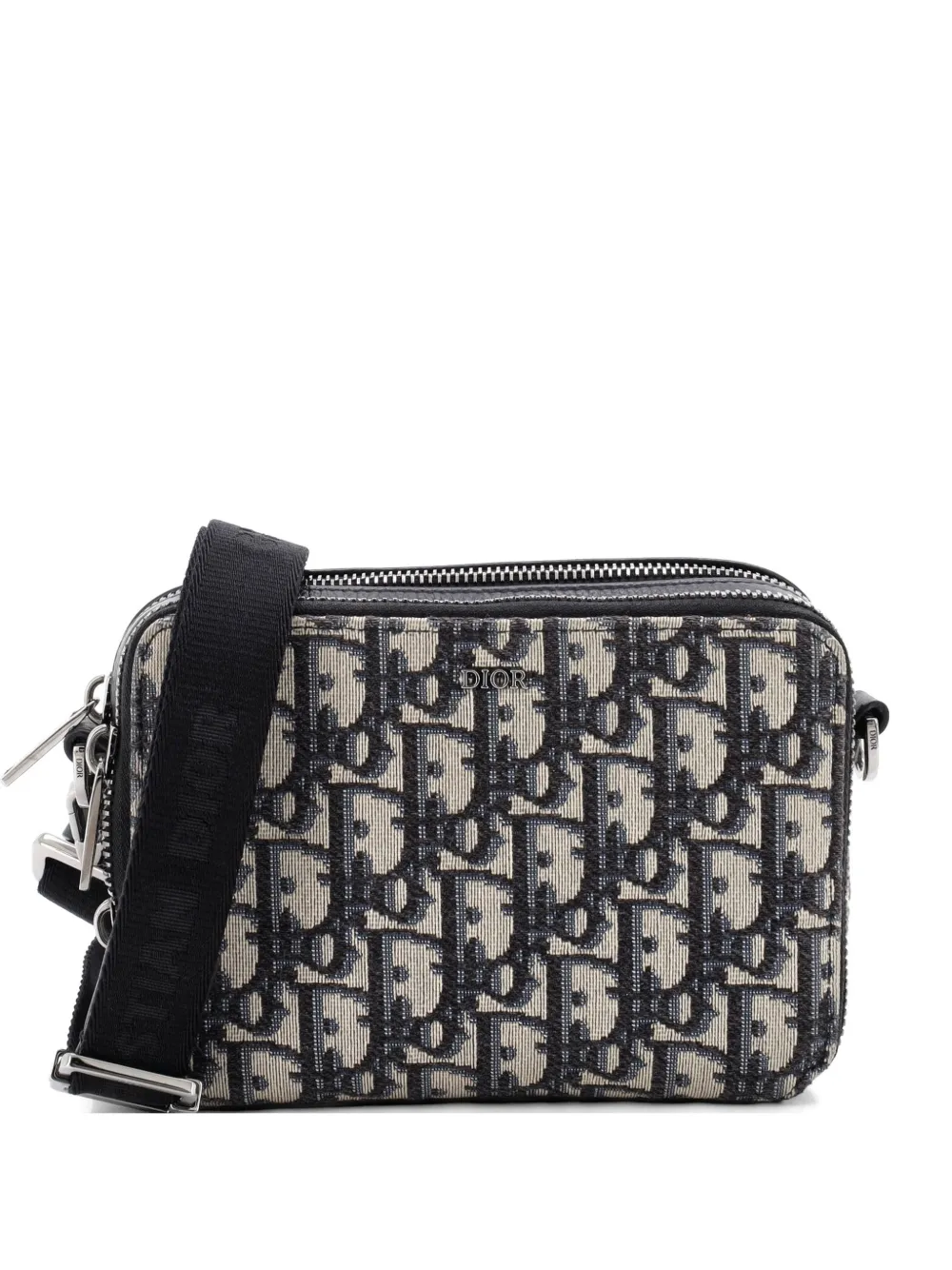 Christian Dior Pre-Owned Borsa a tracolla in tela con motivo Oblique e doppia zip - Blu