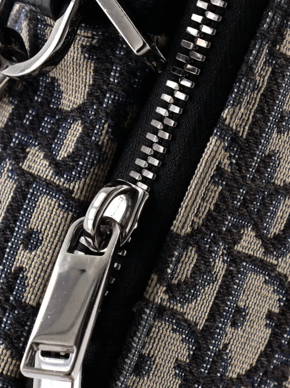 Double Zip Pouch Oblique Canvas Crossbody Bag