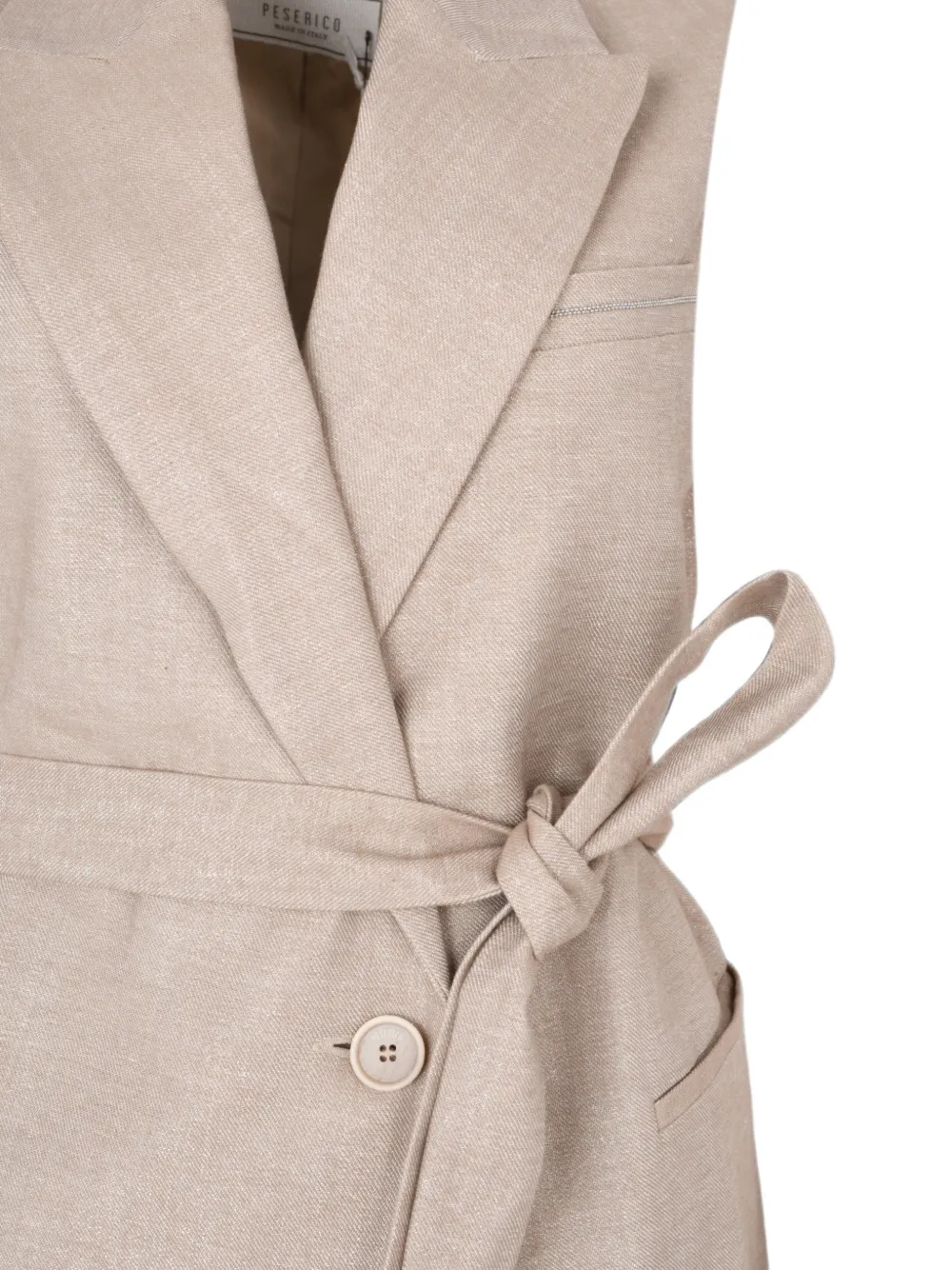 Peserico Gilet met gekerfde revers en ceintuur Beige