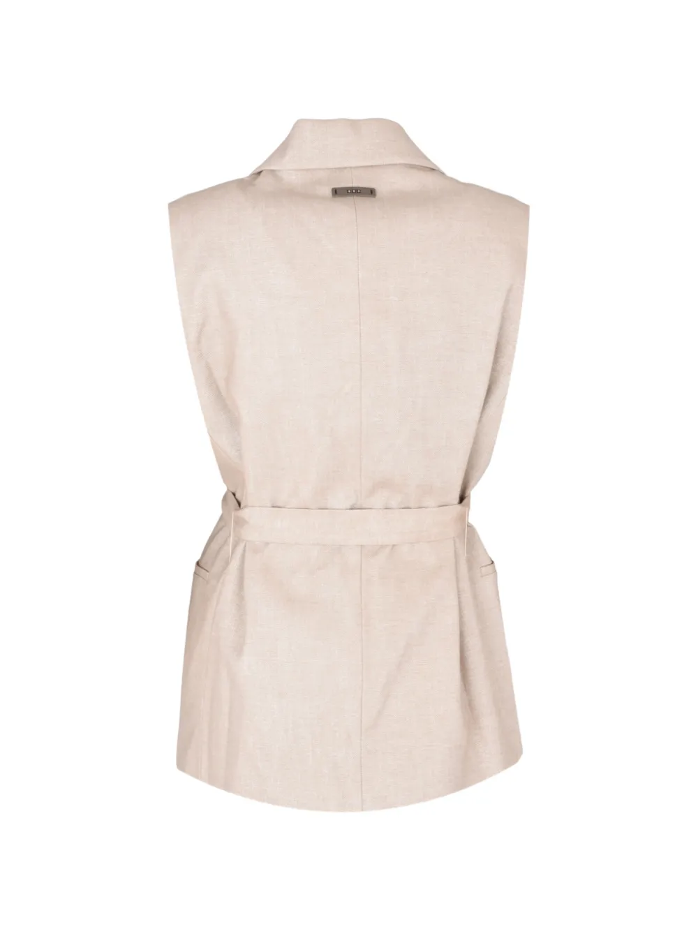 Peserico Gilet met gekerfde revers en ceintuur Beige