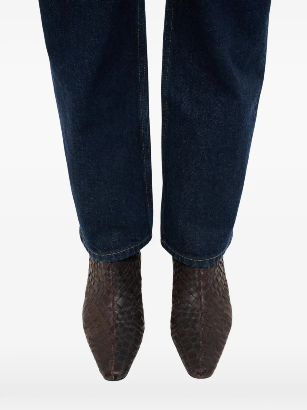 STAUD Wally geweven enkellaarzen Bruin