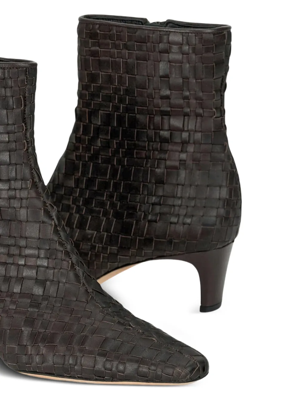 STAUD Wally geweven enkellaarzen Bruin