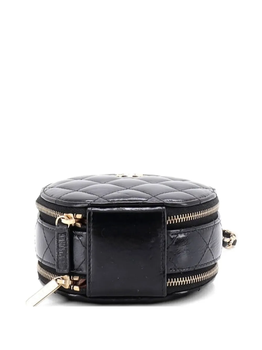 Handle With Care Round Vanity Case With Chain Quilted Lambskin Small Crossbody Bag