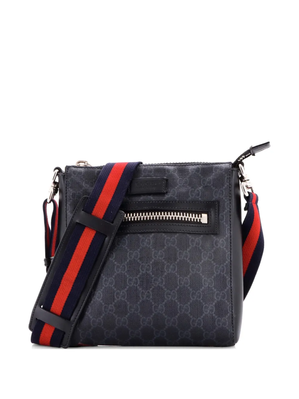 Gucci Pre-Owned Borsa a tracolla GG piccola in tela cerata con decorazione Web e zip - Nero