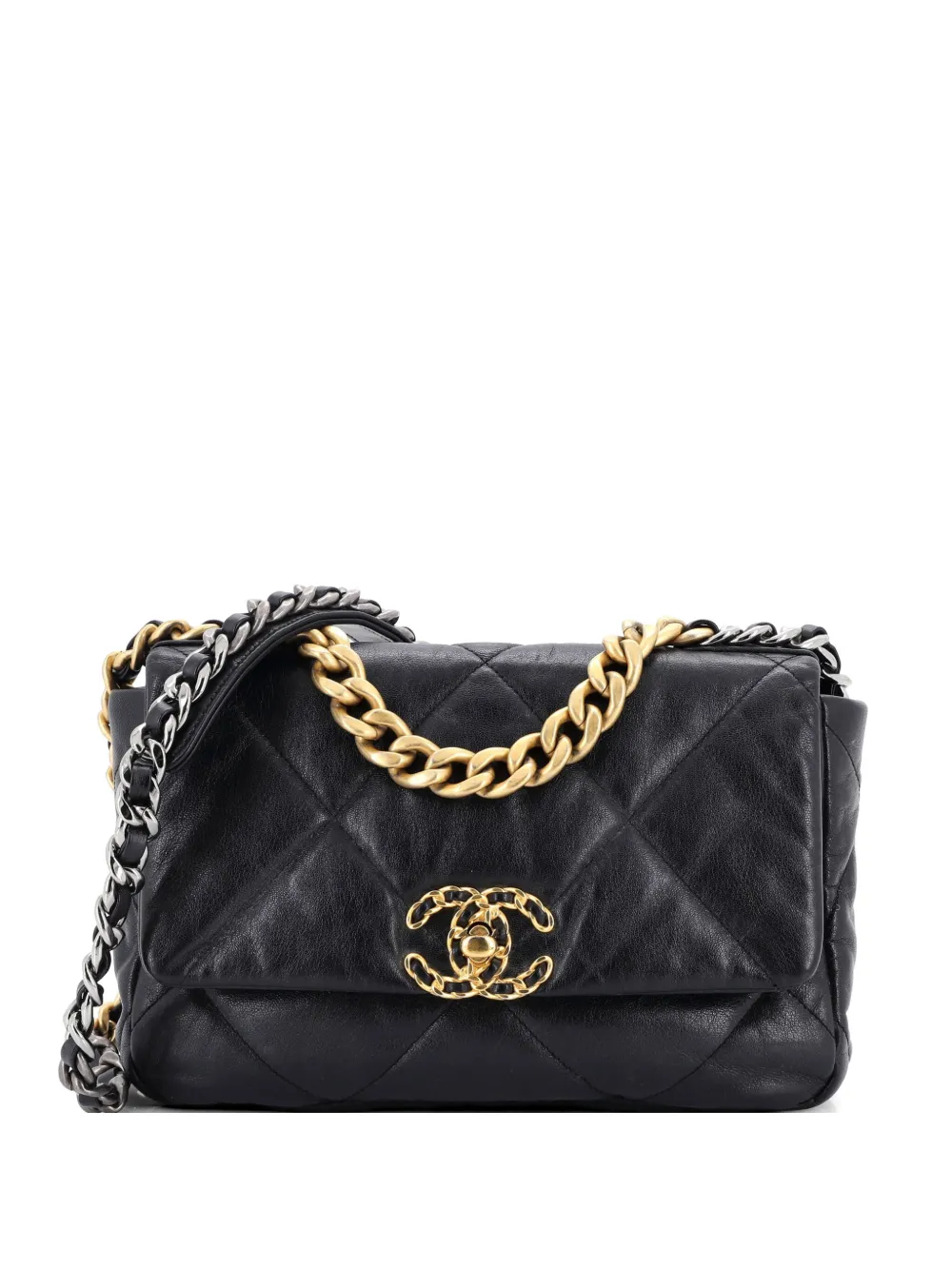 CHANEL Pre-Owned Borsa a tracolla 19 media in pelle trapuntata con battente - Nero