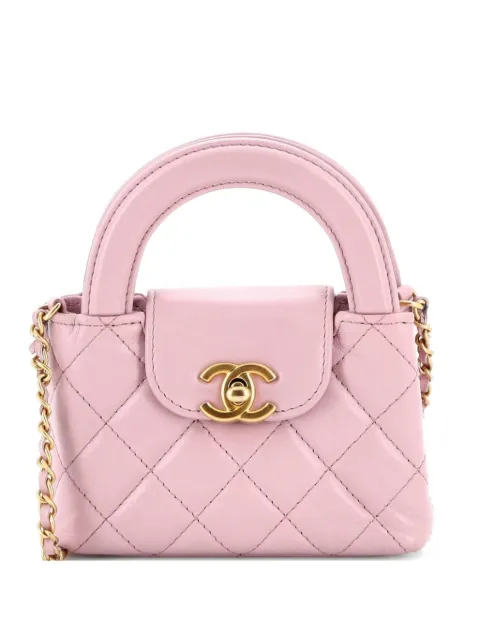 CHANEL Pre-Owned Kelly Top Handle Shopping Bag Quilted Shiny Aged Calfskin Nano crossbody bag