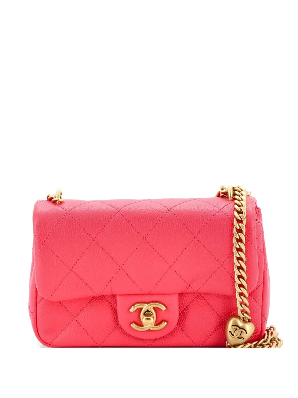 CHANEL Pre-Owned Borsa a tracolla Sweet Heart mini in pelle Caviar trapuntata con battente e catena - Rosa