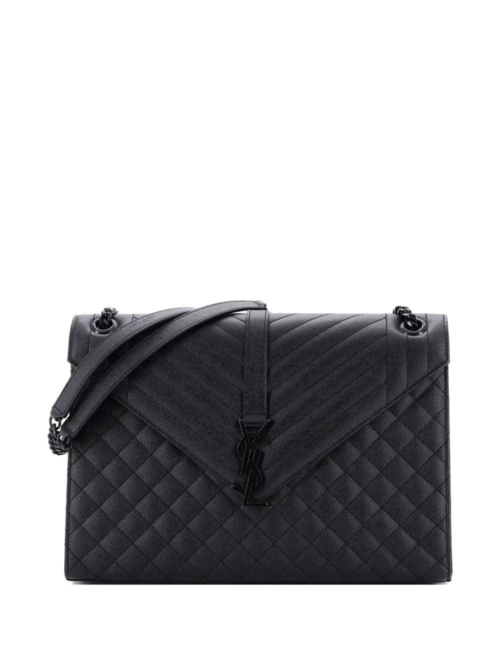 Saint Laurent Pre-Owned Classic Monogram Envelope Satchel Mixed Matelasse Leather Large shoulder bag - Nero