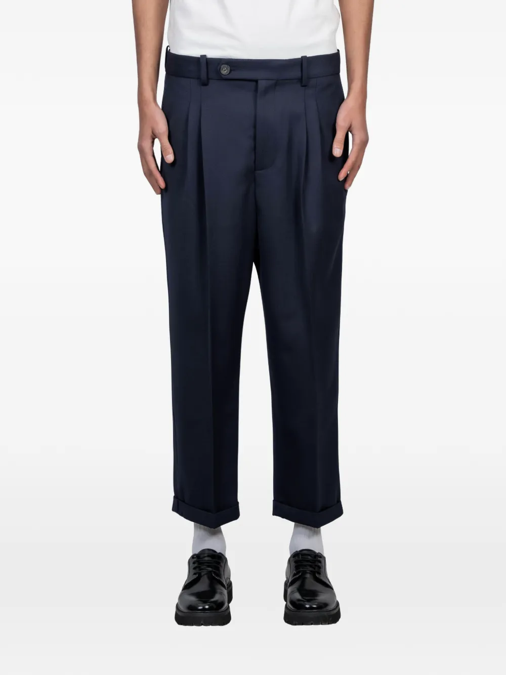 Drôle De Monsieur pleated cropped trousers - Blu