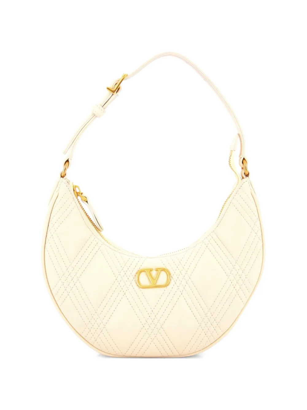 Valentino Garavani Pre-Owned Quiltie 67 Quilted Leather Mini hobo bag - Toni neutri